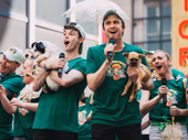 Charlie Stemp, Gavin Creel, the cast of Hello, Dolly! and some furry friends perform "Put On Your Sunday Clothes."