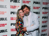 Fire in Dreamland scribe Rinne Groff hugs it out with The Public's Artistic Director Oskar Eustis.