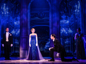 Lila Coogan (Anya), Stephen Brower (Dmitry) & the company of the national tour of Anastasia, photo by Evan Zimmerman