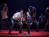 Joe Barbara (Sonny), Frankie Leoni (Young C) & the touring company of A Bronx Tale, photo by Joan Marcus