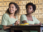 Joanna A. Jones as Ericka and MaameYaa Boafo as Paulina in School Girls; Or, The African Mean Girls Play.