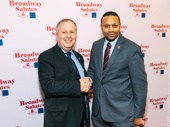 Broadway Salutes committee member Lawrence Paone with WM Chris Montague.