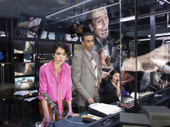 Tatiana Maslany as Diana Christensen, Julian Elijah Martinez as Harry Hunter and  the cast of Network.