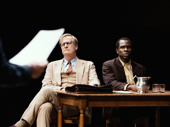 Jeff Daniels as Atticus Finch and Gbenga Akinnagbe as Tom Robinson in To Kill a Mockingbird.