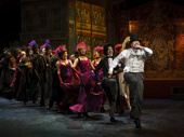 Danny Burstein as Alfred P. Doolittle and the cast of My Fair Lady.
