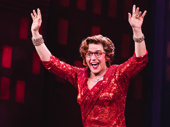 Quick curtain call costume change! Tootsie star Santino Fontana switches into his Dorothy Michaels garb.