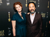 Rebecca Wisocky and Lap Chi Chu attend the 2019 Lucille Lortel Awards. Lap Chi Chu won for his lighting design for Mlima's Tale.