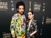 Heath Saunders and Natalie Walker attend the 2019 Lucille Lortel Awards. Saunders received a nomination for his performance in Alice by Heart.