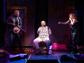 Alan H. Green as Lazarus, Brad Oscar as Mac Roundtress and Annie Golden as Annie in Broadway Bounty Hunter.