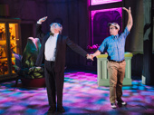 Tom Alan Robbins as Mr. Mushnik and Jonathan Groff as Seymour in Little Shop of Horrors.