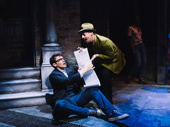 Jonathan Groff as Seymour and Christian Borle as Orin Scrivello D.D.S in Little Shop of Horrors.