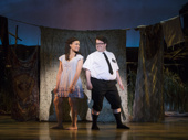 Kim Exum as Nabulungi and Cody Jamison Strand as Elder Cunningham in The Book of Mormon.