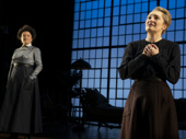 Kate Mulgrew as Hertha Ayrton and Francesca Faridany as Marie Curie in The Half-Life of Marie Curie.