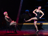 Charlotte d'Amboise as Roxie and Bianca Marroquín as Velma in Chicago.