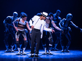 Myles Frost as Michael Jackson and the cast of MJ The Musical.
