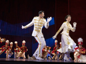 Hugh Jackman as Harold Hill and Sutton Foster as Marian Paroo in The Music Man.