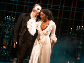 Ben Crawford as The Phantom and Emilie Kouatchou as Christine in The Phantom of the Opera.