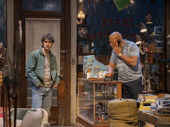 Darren Criss as Bobby and Laurence Fishburne as Donny in American Buffalo.