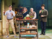 Skylar Astin as Seymour, Tammy Blanchard as Audrey, Stuart Zagnit as Mr. Mushnik and Andrew Call as Orin Scrivello D.D.S. in Little Shop of Horrors.