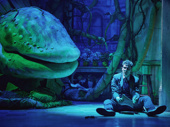 Skylar Astin as Seymour and Audrey II in Little Shop of Horrors.