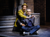 Christian Borle as Orin Scrivello D.D.S. and Rob McClure as Seymour in Little Shop of Horrors.