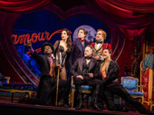 Ashley Loren as Satine, Derek Klena as Christian, Eric Anderson as Harold Zidler, Sahr Ngaujahas Toulouse Lautrec, Declan Bennett as The Duke of Monroth and Caleb Marshall-Villarreal as Santiago in Moulin Rouge! The Musical.