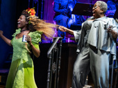 Jewelle Blackman as Persephone and Lillias White as Missus Hermes in Hadestown.