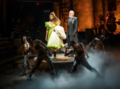 Jewelle Blackman as Persephone and Patrick Page as Hades in Hadestown.