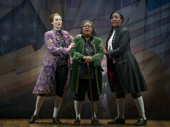 Elizabeth A. Davis as Thomas Jefferson, Patrena Murray as Benjamin Franklin and Crystal Lucas-Perry as John Adams in 1776.