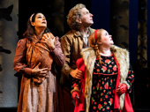 Stephanie J. Block as Baker's Wife, Sebastian Arcelus as Baker and Katy Geraghty as Little Red Riding Hood in Into the Woods.