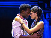 Chibueze Ihuoma as Orpheus and Hannah Whitley as Eurydice in the Hadestown national tour.