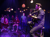 Will Swenson as Neil Diamond and the cast of A Beautiful Noise.
