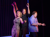 Robyn Hurder as Marcia, Will Swenson as Neil Diamond and Michael McCormick in A Beautiful Noise.