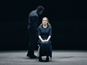 Okieriete Onaodowan as Nils Krogstad and Jessica Chastain as Nora in A Doll's House.