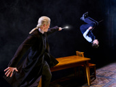 Aaron Bart as Draco Malfoy and Steve Haggard as Harry Potter in Harry Potter and the Cursed Child.