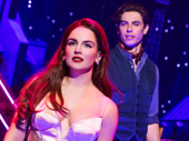Joanna "JoJo" Levesque as Satine and Derek Klena as Christian in Moulin Rouge! The Musical.
