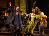Solea Pfeiffer as Eurydice and Jewelle Blackman as Perspephone in Hadestown.