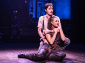 Reeve Carney as Orpheus and Solea Pfeiffer as Eurydice in Hadestown.