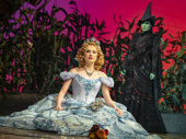 McKenzie Kurtz as Glinda and Alyssa Fox as Elphaba in Wicked.