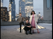 Daniel Radcliffe, Jonathan Groff, Lindsay Mendez (Photo by Emilio Madrid for Broadway.com)