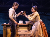 Aaron Tveit as Sweeney Todd and Sutton Foster as Mrs. Lovett in Sweeney Todd.