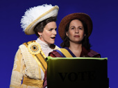 Jenn Colella as Carrie Chapman Catt and Shaina Taub as Alice Paul in Suffs.