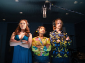 Amy Forsyth as Diana, Rebecca Naomi Jones as Holly and Benjamin Anthony Anderson as Peter in Stereophonic.