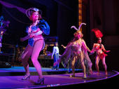 Mylinda Hull as Miss Electra, Joy Woods as Louise, Lesli Margherita as Tessie Tura and Lili Thomas as Miss Mazeppa in Gypsy.