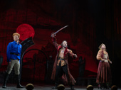 Nicholas Barasch as Frederic, Ramin Karimloo as The Pirate King and Jinkx Monsoon as Ruth in Pirates! The Penzance Musical.