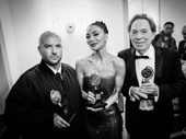 Director Jamie Lloyd, Nicole Scherzinger and Andrew Lloyd Webber rejoice over Sunset Bouelavrd's wins.