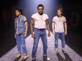 Sky Lakota-Lynch as Johnny Cade, Alex Joseph Grayson as Dallas Winston and Trevor Wayne as Ponyboy Curtis in The Outsiders.