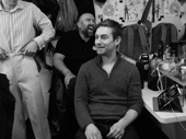 The Play That Goes Wrong understudies Brandon Haagenson and Geoffrey Allen Murphy share a laugh backstage.