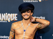 Frankie Grande returns to Broadway as Victor Garber in Titanique, nodding to the signature jewelry on the opening night carpet.