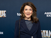 Two-time Tony winner Victoria Clark nods to nautical on the opening night carpet of Titanique on Broadway.